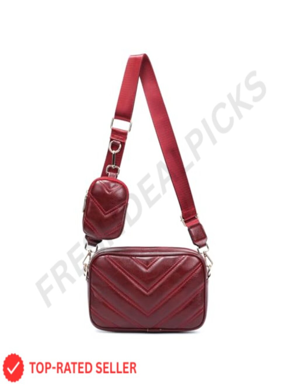 Herald Quilted Small Crossbody Bag with Coin Pouch for Women Vegan Faux Leather